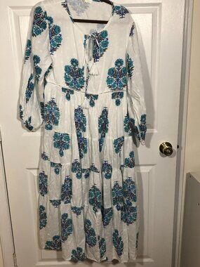 Debbie Katz women boho peasant long dress, size XL